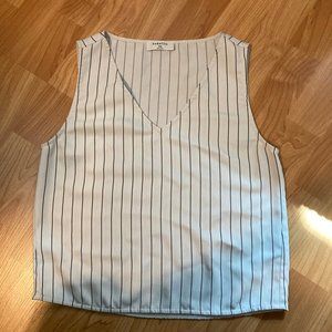 White & Black Striped Babaton Aritzia Murphy Blouse XXS